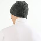 Men's Dark Charcoal Grey Textured Beanie Cap, Dark Grey, small image number null