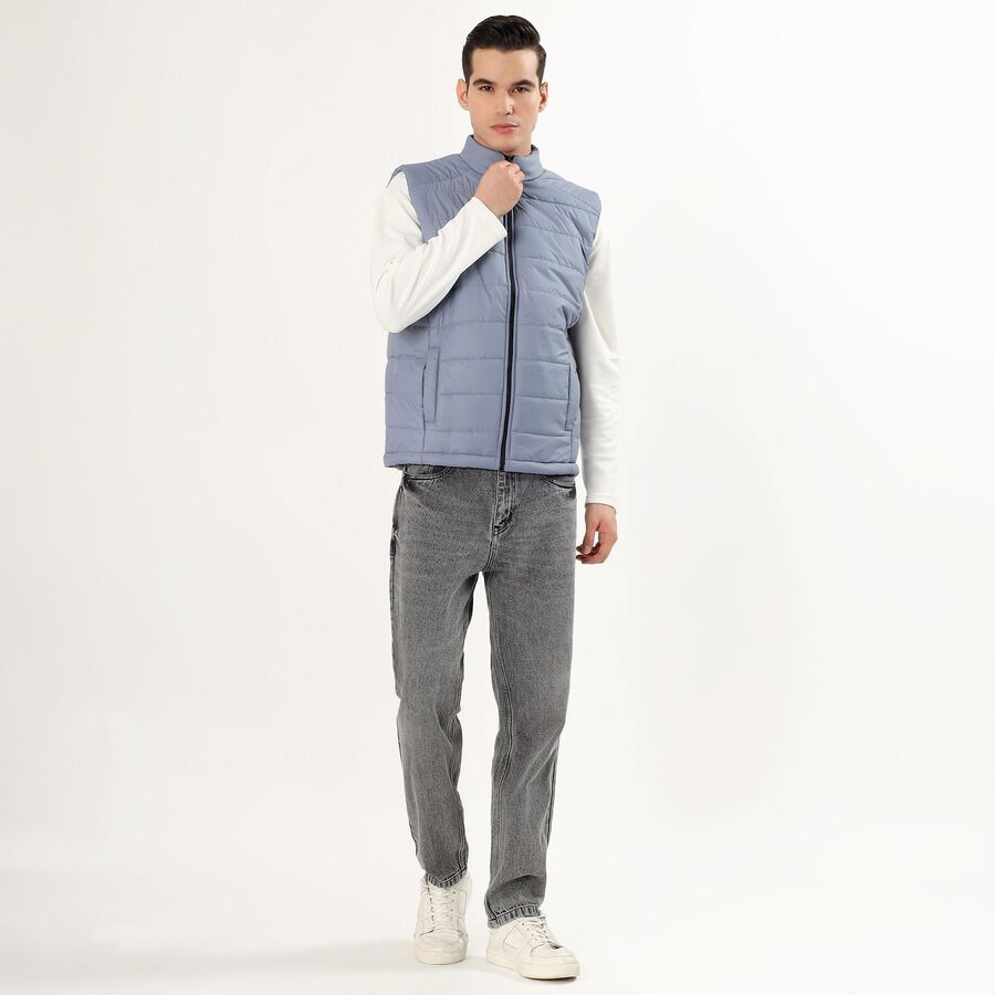 Men's Light Blue High Neck Casual Jacket, हल्का नीला, large image number null