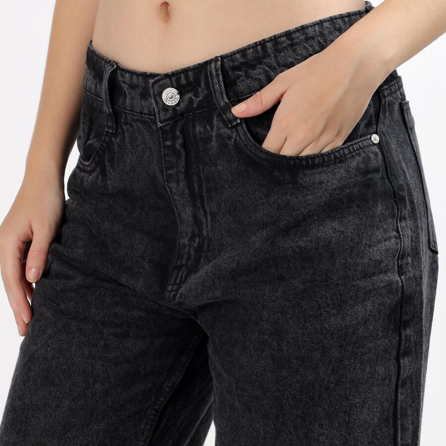 Ladies' 100% Cotton Jeans, काला, large image number null