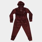 Girls Maroon Hooded Lounge Style Hipster Set, वाइन, small