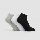 Men's Ankle Length Regular Fit Solid Pack of 3 Socks ( Black, White, Grey ), Black, small