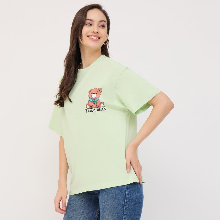 Ladies' 100% Cotton Round Neck T-Shirt, Light Green, large image number null
