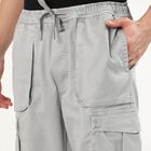 Men's Light Gray Slim Fit Cargo Jogger Trousers, हल्का ग्रे, small image number null