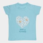 Girls' Aqua Round Neck Graphic Printed T-Shirt, एक्वा, small
