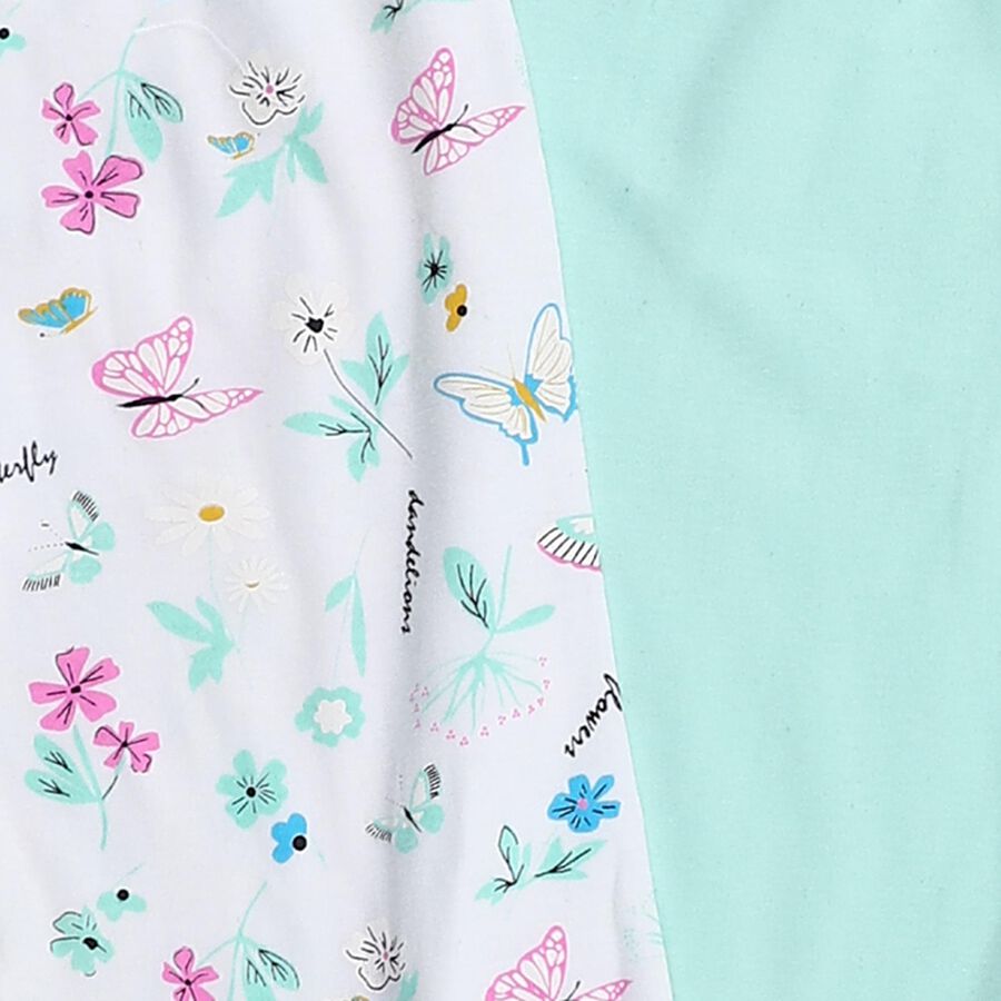 Infants White and Mint Green Cotton Printed Pyjama Set, हल्का हरा, large image number null