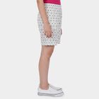 Girls' White Regular Fit Printed Shorts, ऑफ व्हाइट, small