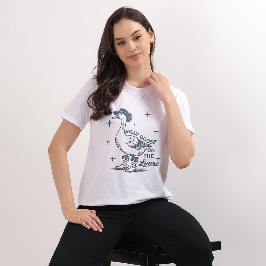 Ladies' Round Neck T-Shirt, White, large image number null