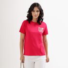 Women's Vibrant Red Cotton Round Neck T-Shirt, Fuchsia, small image number null