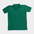 Boys' Green Round Neck Casual T-Shirt, गहरा हरा, small