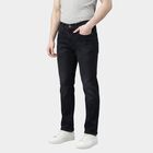 Men's Navy Blue Slim Fit Washed Jeans, गहरा नीला, small