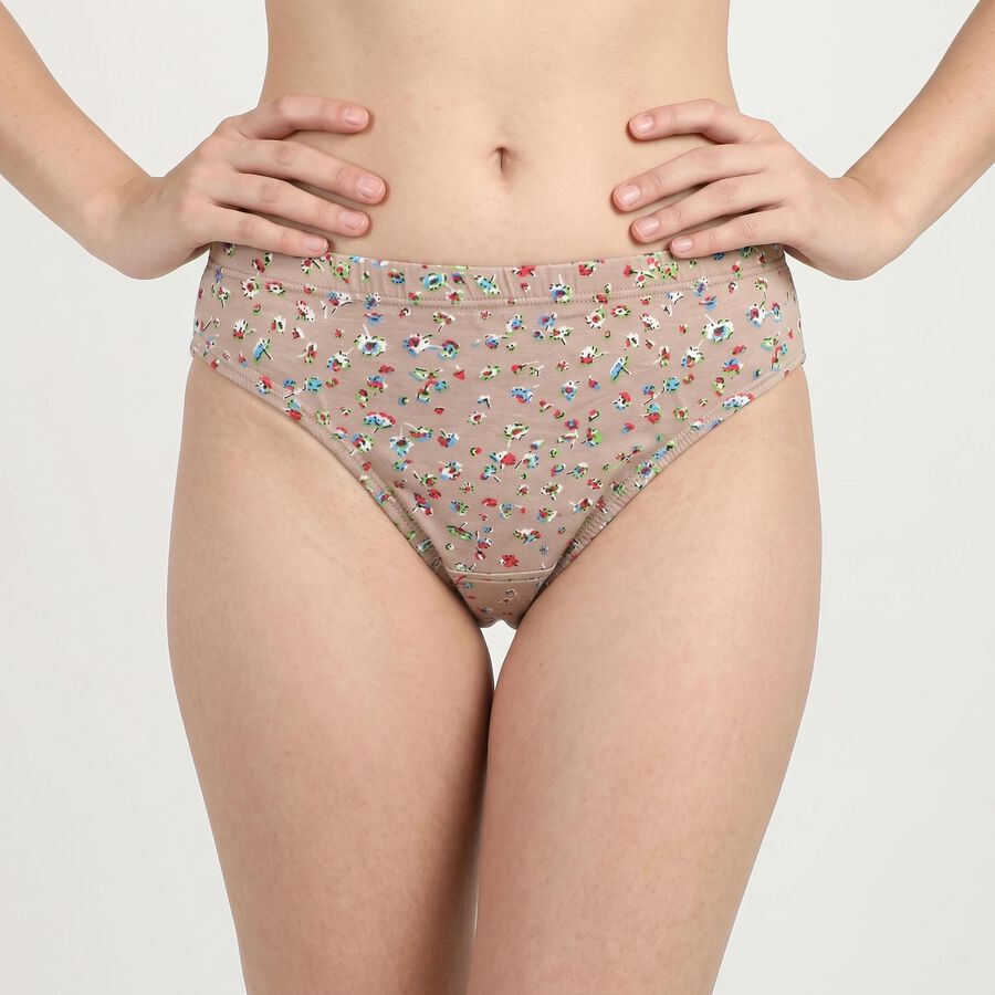 Women's Brown Regular Fit Floral Print Panty, Brown, large