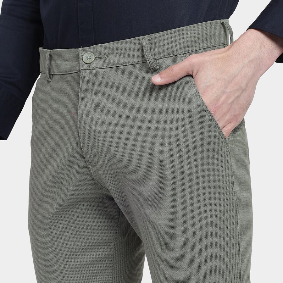Men's Slim Fit Casual Trousers, Light Green, large image number null
