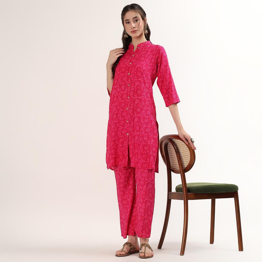 Women's Soft Dusty Pink Embroidered Ethnic Set, Pink, large