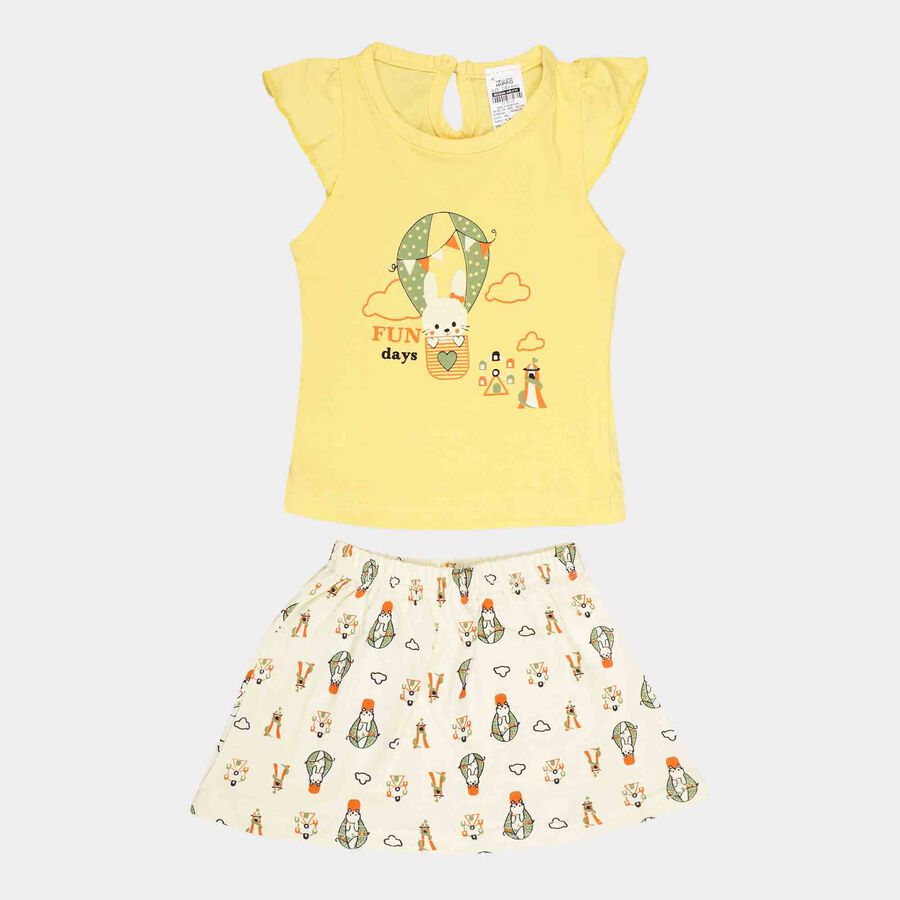 Chest Printed Skirt Top Set, Yellow, large image number null