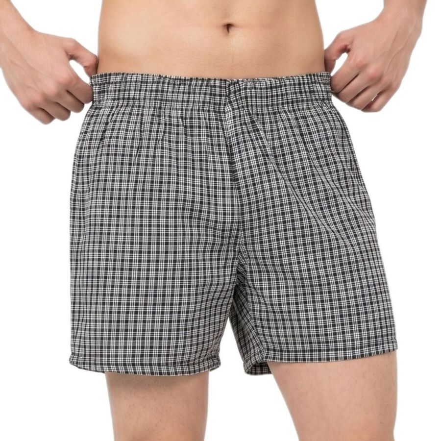 Men's Black Classic Fit Solid Boxers, काला, large