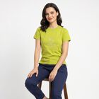 Women's Green Round Neck Regular T-Shirt, Neon Green, small