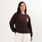 Women's Dark Chocolate Brown Crew Neck Casual Sweatshirt, भूरा, small image number null