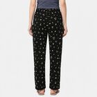 Women's Black Straight Fit Floral Printed Drawstring Pyjama, काला, small