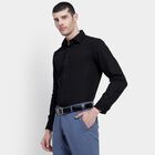 Men's Jet Black Cotton Regular Collar Formal Shirt, काला, small image number null