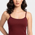 Women's Wine Cotton Scoop Neck Camisole Slip, वाइन, small