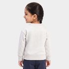 Girls' Ecru Melange Crew Neck Graphic Print Sweatshirt, Ecru Melange, small