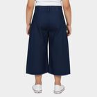 Girls Navy Blue Wide Leg Sailor Button Capri, गहरा नीला, small