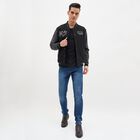 Men's Jet Black Varsity Neck Streetwear Sweatshirt, काला, small image number null