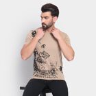 Men's Round Neck Half Sleeves T-Shirt, गहरा पीला, small