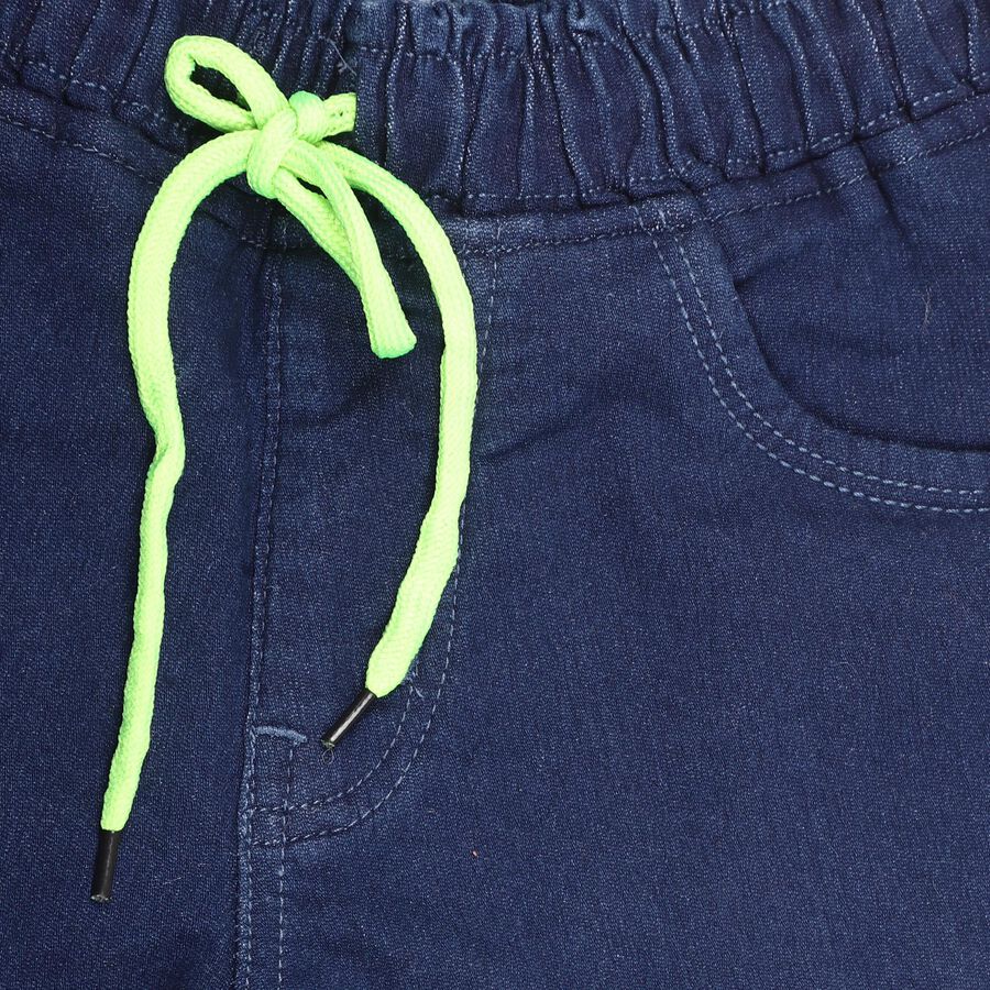 Boys' Deep Navy Regular Fit Elastic Waist Jeans, गहरा नीला, large image number null