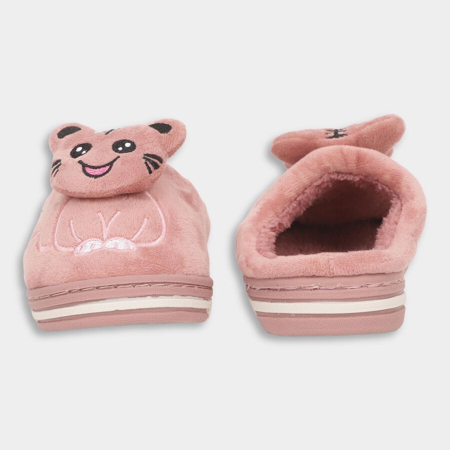 Kids Soft Dusty Pink Plush Slip-On Winter Slippers, Pink, large image number null