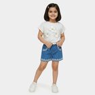 Girls' White Round Neck Romantic T-Shirt, White, small