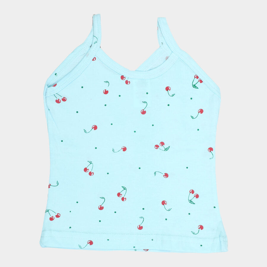 Girls Cotton Solid Vest, Aqua, large image number null