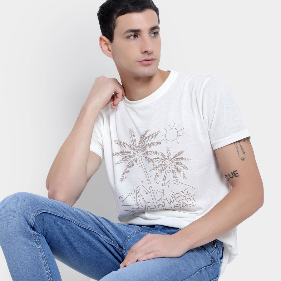 Round Neck T- Shirt, White, large image number null