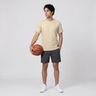 Men Beige Round Neck Regular T-Shirt, गहरा पीला, small