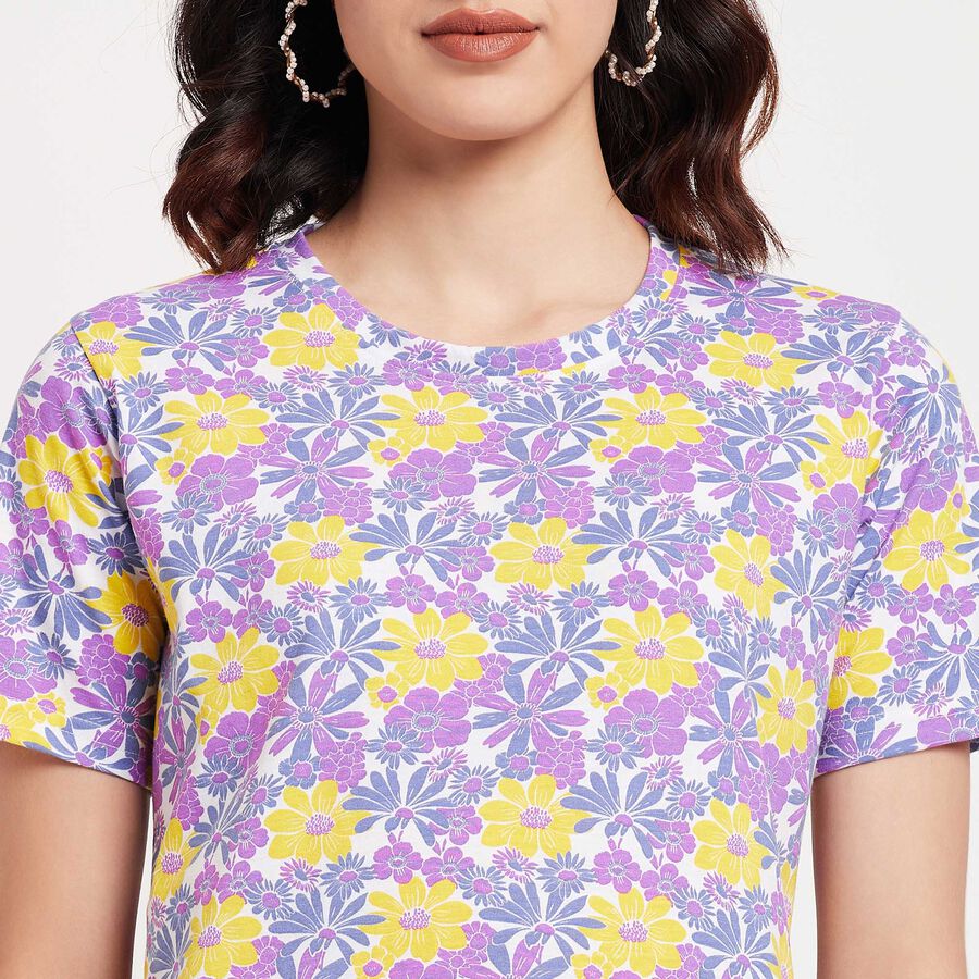All Over Print Round Neck T-Shirt, Blue, large image number null