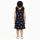 Girls' Navy Blue Printed Sleeveless A-Line Frock, Navy Blue, small image number null