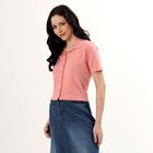 Women's Light Pink Collared Casual Shirt, हल्का गुलाबी, small image number null