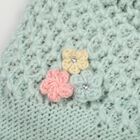 Women's Mint Green Floral Applique Beanie Cap, हल्का हरा, small