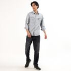 Men's Light Grey Cotton Full Sleeve Classic Collar Casual Shirt, Light Grey, small