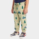 Boys' Beige Cartoon Print Drawstring Jogger Pyjama, Beige, small