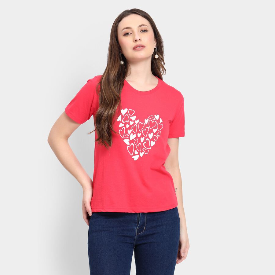 Ladies' Round Neck T-Shirt, Coral, large image number null