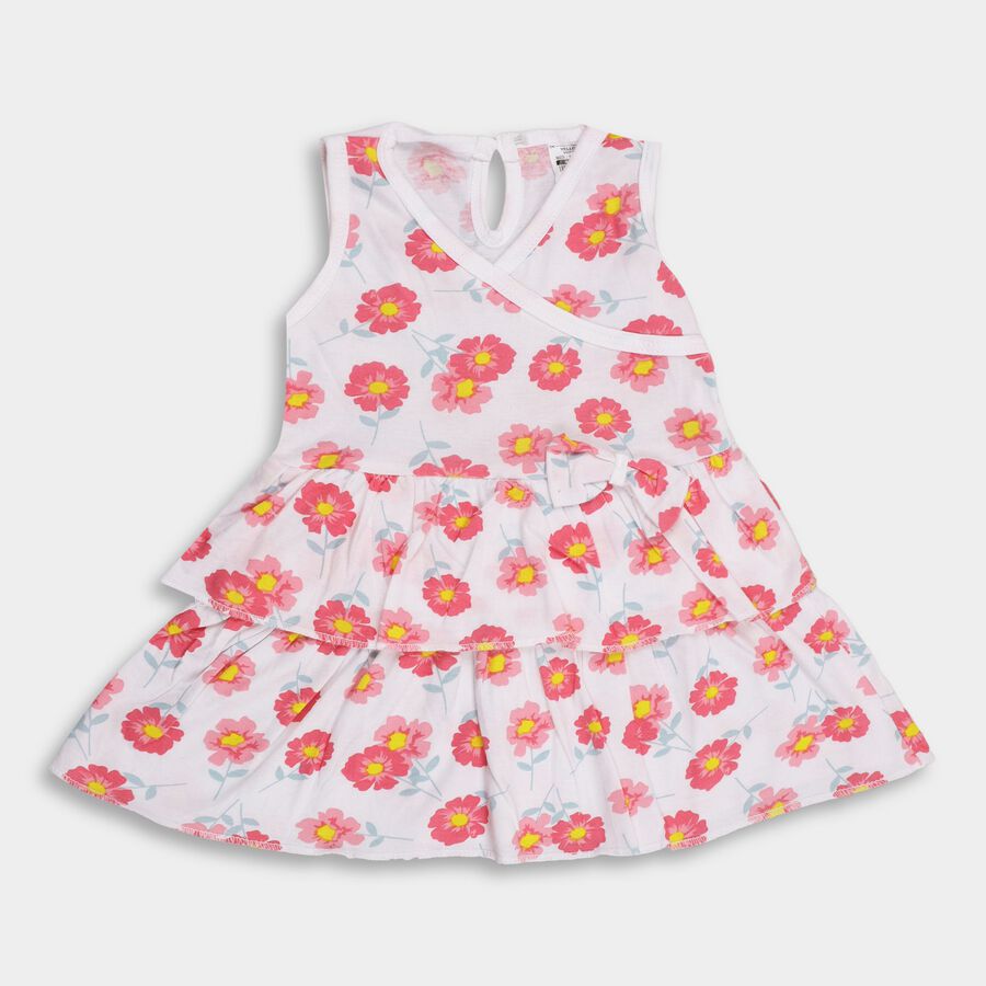 Infant Girls' 100% Cotton Frock , White, large image number null