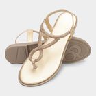 Women's Metallic Gold Strap Flat Sandals, Golden, small image number null