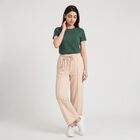 Women's Beige Wide Leg Pintuck Track Pants, गहरा पीला, small