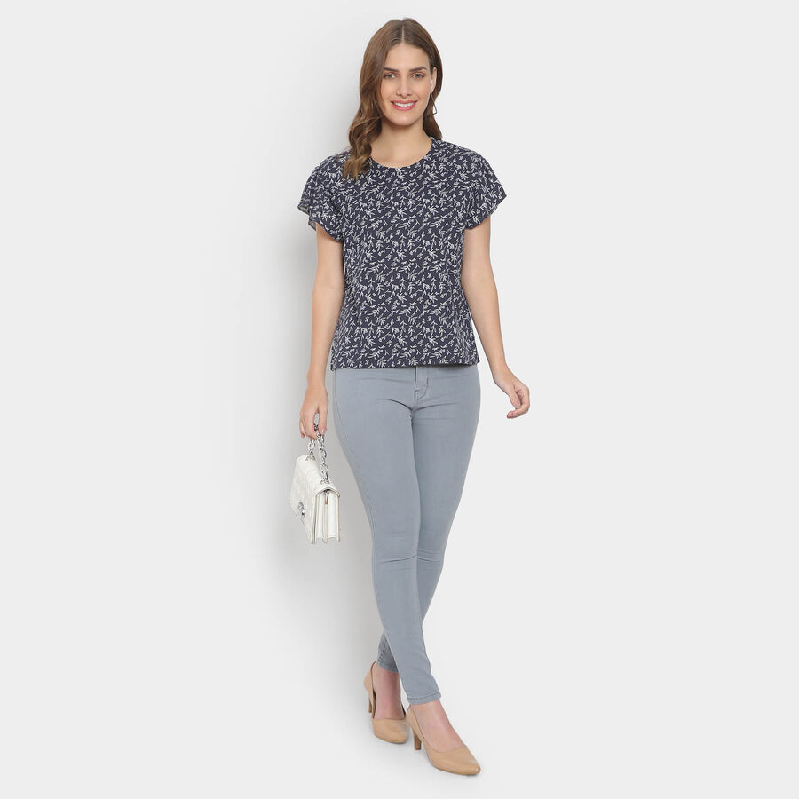 Round Neck T-Shirt, Navy Blue, large image number null