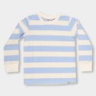 Boys Soft Powder Blue and Eggshell White Round Neck Casual T-Shirt, White, small image number null
