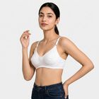 Women's White Cotton Blend V-Neck Bralette Bra, सफ़ेद, small
