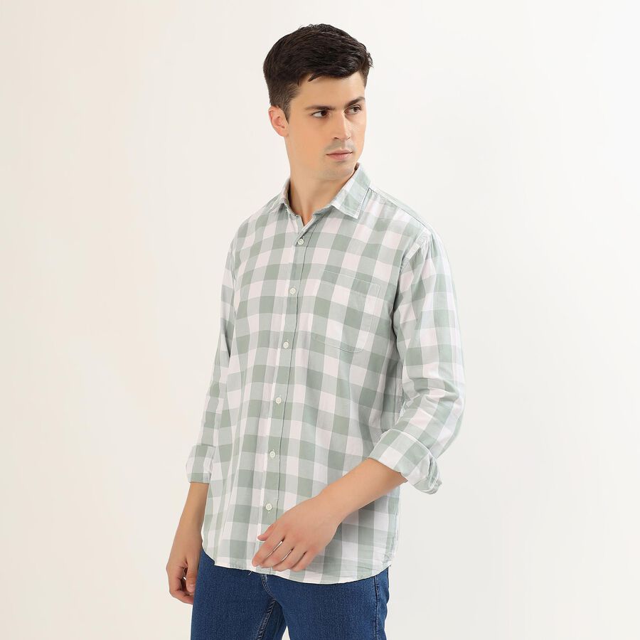 Men's Muted Sage Green Classic Casual Shirt, ओलिव, large