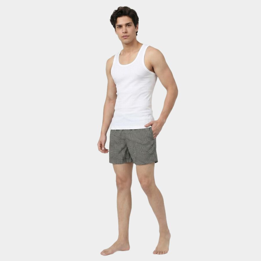 Men's Grey Relaxed Fit Printed Boxers, Dark Grey, large