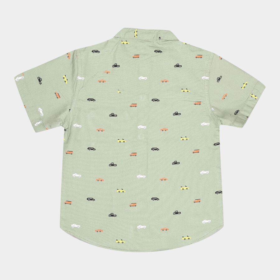 Infants Cotton Printed Shirt, Olive, large image number null